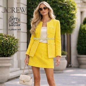 J.Crew canary yellow boucle lady jacket + matching mini skirt *shop@iamwarrior